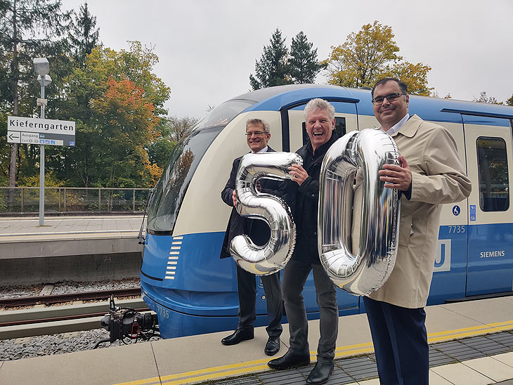 Jubiläumszug zum 50. U-Bahn Geburtstag in traditioneller Lackierung wurde am 19.10.2021 präsentiert ©Foto: MVG/Johannes Boos